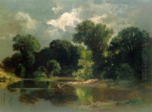 Das Dachauer Moos Oil Painting by Fritz Halberg-Krauss