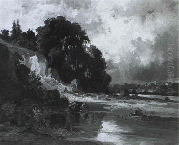 Gewitterstimmung Uber Grunwald-isartal Oil Painting by Fritz Halberg-Krauss