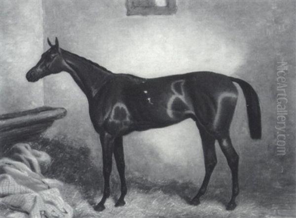 Macaroni Bred By The Marquess Of Westminster At Eaton,      Winner Of The Derby Of 1863 And Owned By R.c. Naylor Esq Oil Painting by Harry Hall