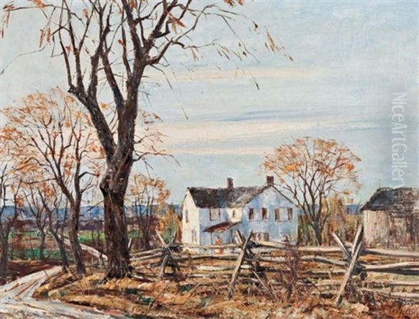Autumn Side Road Oil Painting by Joseph Sydney Hallam