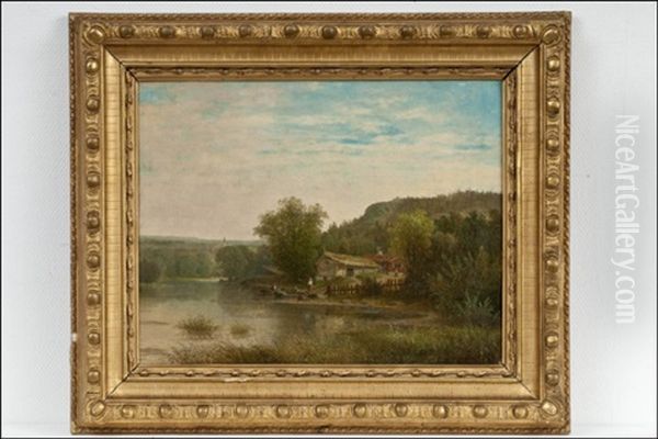 Mokki Jarvimaisemassa - Insjolandskap Med Stuga Oil Painting by Carl (Charles Edward) Hallberg