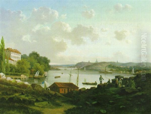 Utsikt Fran Lilla Essingen Mot Sodermalm Och Gamla Stan Oil Painting by Karl Peter Hallberg