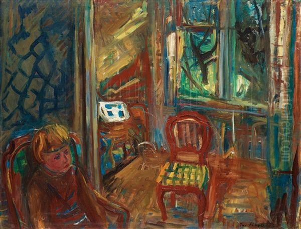 Portrait Of Child Oil Painting by Eric C. Hallstroem