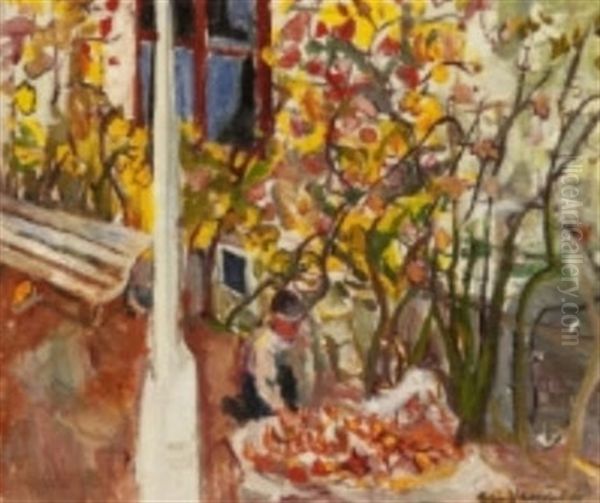 Host - Tradgardsinterior Oil Painting by Eric C. Hallstroem