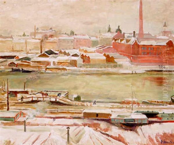 Utsikt Fran Torsgatan Oil Painting by Eric C. Hallstroem
