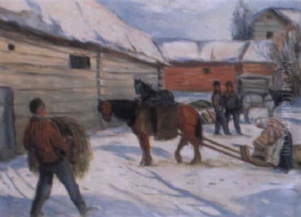 Fjallby Oil Painting by Eric C. Hallstroem