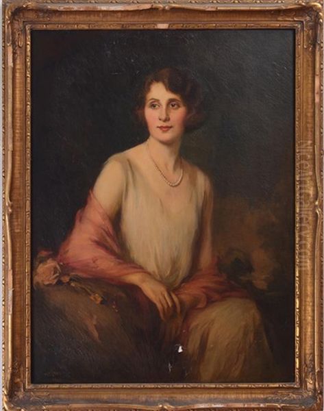 Portrait Of A Lady Oil Painting by Artur Lajos Halmi