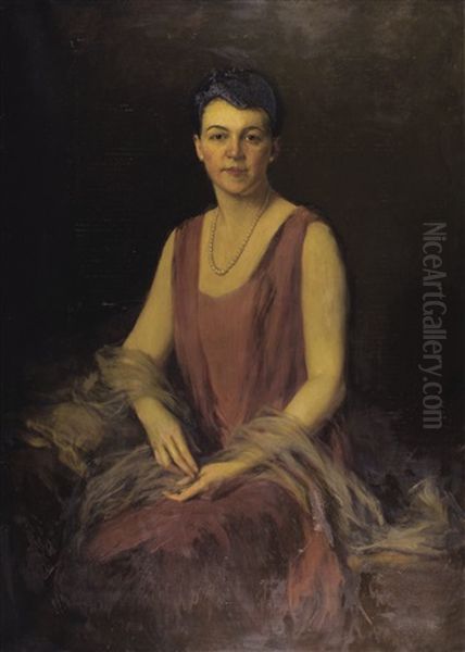 Portrait Of A Lady Oil Painting by Artur Lajos Halmi