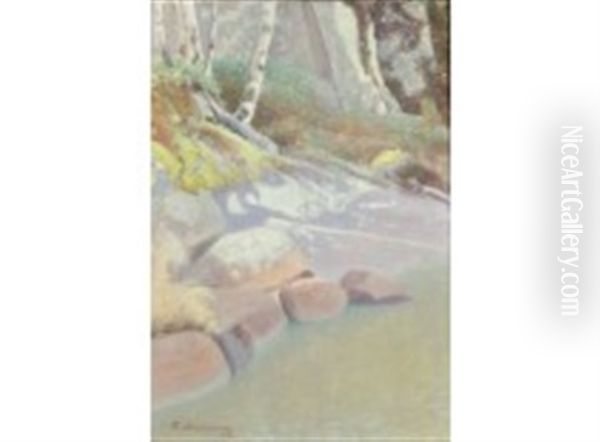 Strand Cliffs Oil Painting by Pekka Halonen