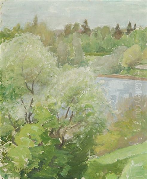 Bird Cherries In Bloom Oil Painting by Pekka Halonen