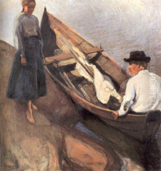 Fiskaren Oil Painting by Pekka Halonen