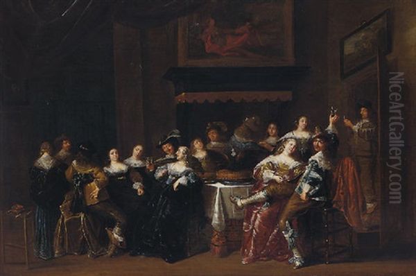 A Palatial Interior With An Elegant Party Merrymaking And Drinking Around A Table Oil Painting by Dirck Hals