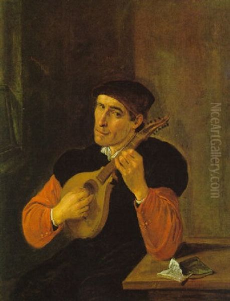 Lautenspieler An Einem Tisch Mit Notenbuch Sitzend Oil Painting by Harmen Hals