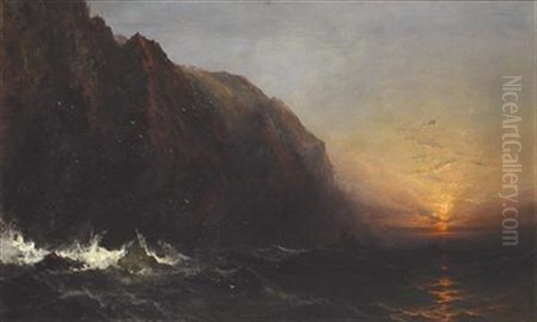 Sunset, California Cliffs Oil Painting by James Hamilton
