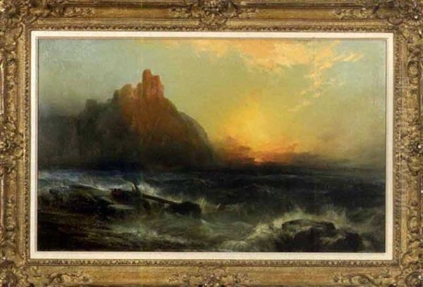 Rocky Coastal Scene Oil Painting by James Hamilton