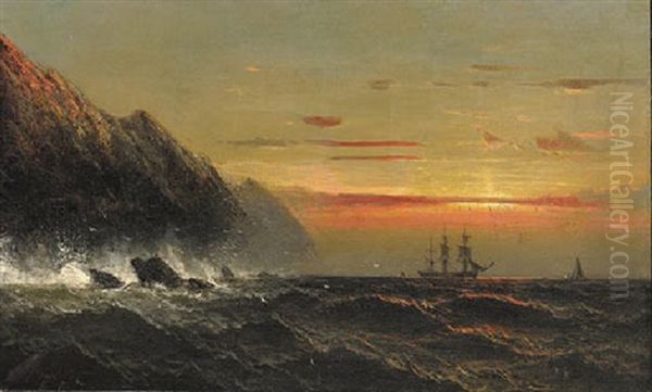 Sailing At Dusk Oil Painting by James Hamilton