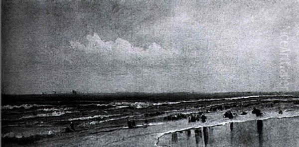 Figures On A Beach Oil Painting by James Hamilton