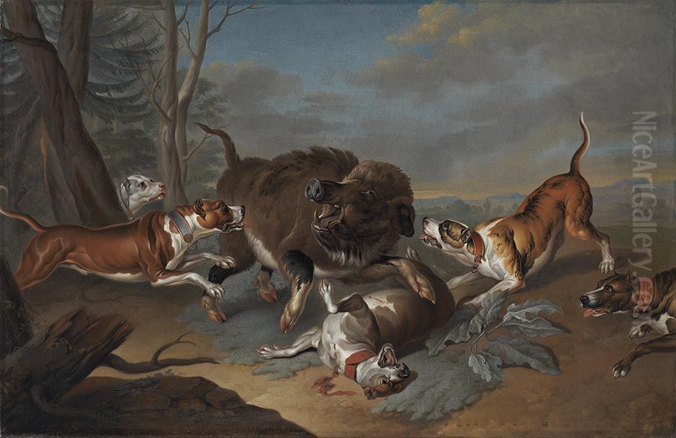 Wildschweinjagd Oil Painting by Philipp Ferdinand de Hamilton