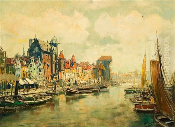 Hafenansicht Danzig Oil Painting by Otto Hammel
