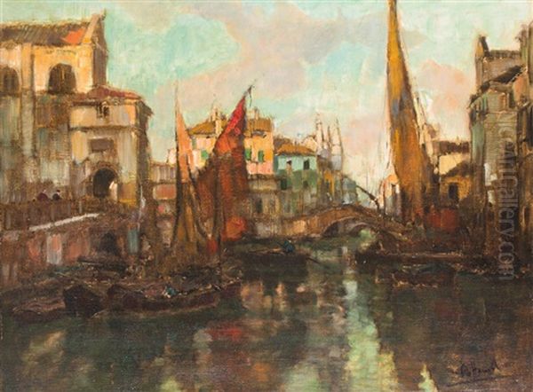 Chioggia Hafen Oil Painting by Otto Hammel