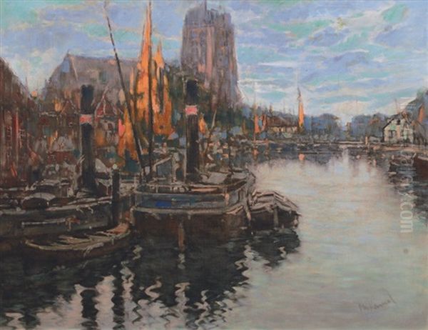 View Of A Port Oil Painting by Otto Hammel