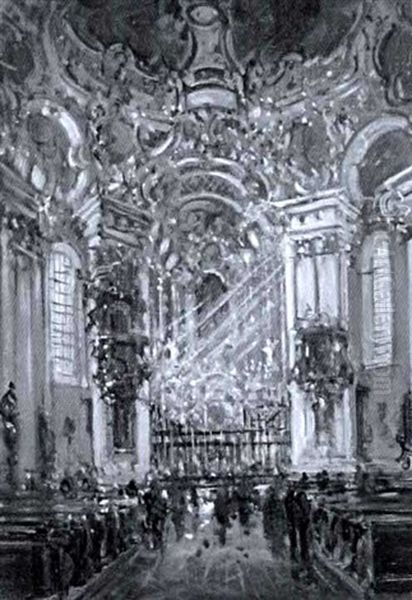 Inneres Der Wieskirche Oil Painting by Otto Hammel