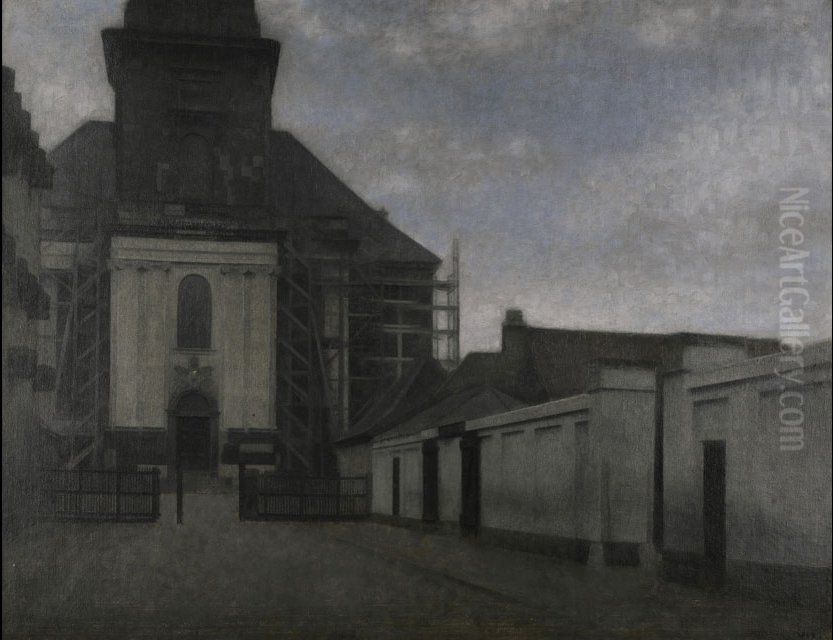 Strandgade With Christians Kirke In The Background Oil Painting by Vilhelm Hammershoi