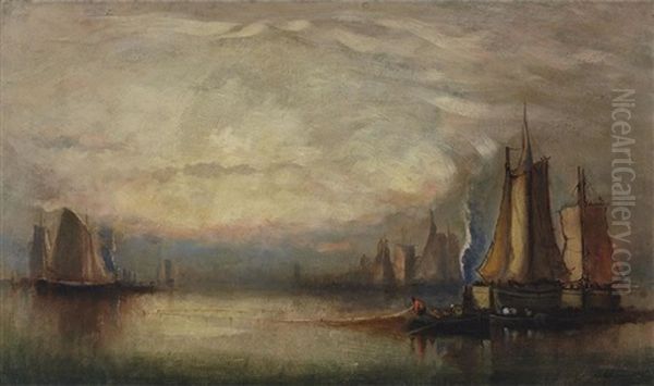 Reeling In The Nets Oil Painting by John A. Hammond