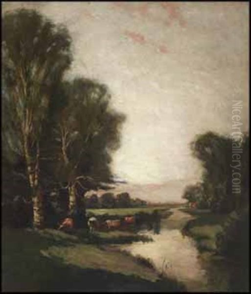 Pasture Stream Oil Painting by John A. Hammond