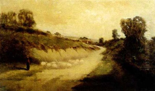 Sheep At Knocke (sic), Belgium Oil Painting by John A. Hammond