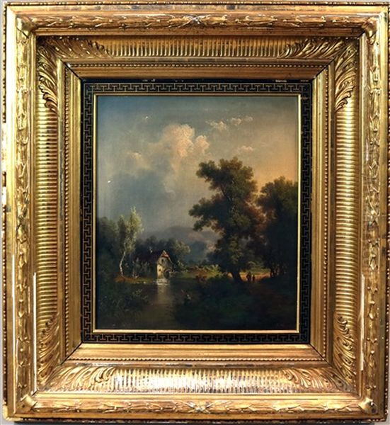 Thuringsche Landschaft... Oil Painting by Guido Hampe