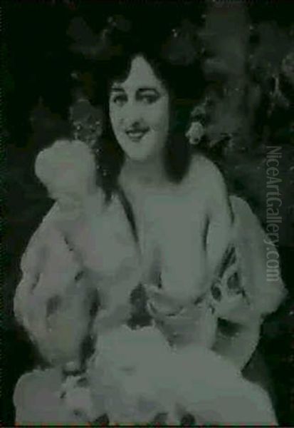 Madchen Mit Entbloster Brust Oil Painting by Sigmund Walter Hampel