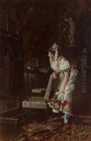 In The Studio Oil Painting by Johann Hamza