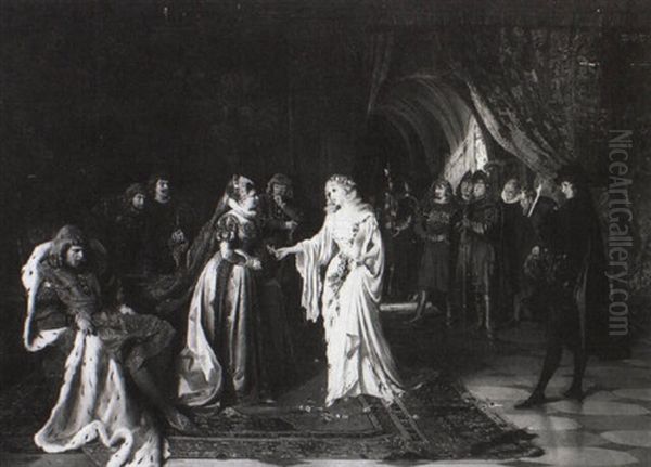 Besuch Bei Hofe Oil Painting by Johann Hamza