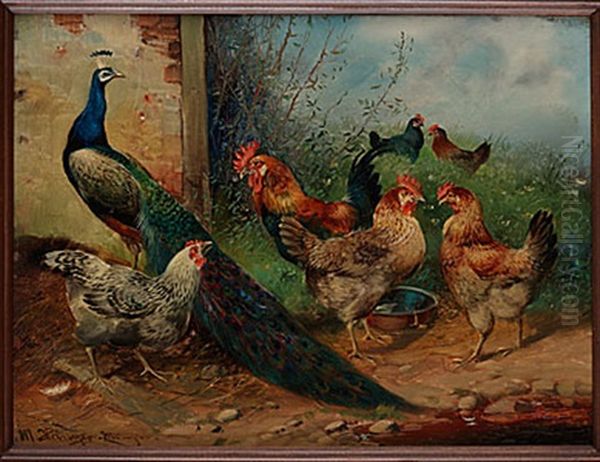 Tupp, Honor Och Pafagel Oil Painting by Max Josef Haenger Sr.