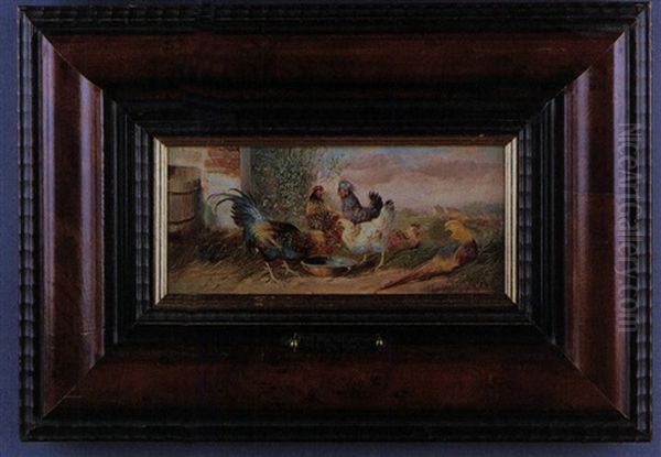 Huhner Und Fasan Oil Painting by Max Josef Haenger Sr.