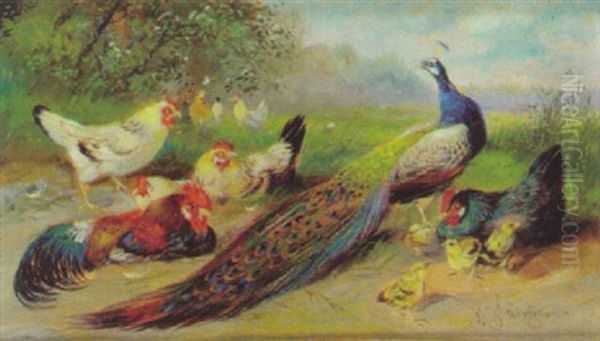 Federvieh Oil Painting by Max Josef Haenger Sr.