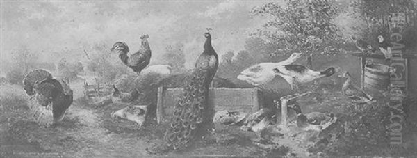 Federvieh Oil Painting by Max Josef Haenger Sr.