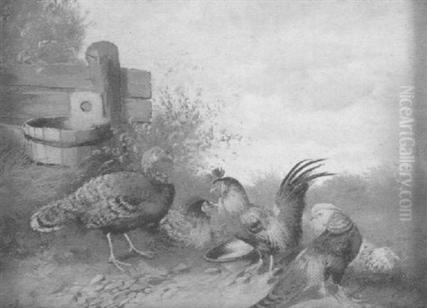 Federvieh Oil Painting by Max Josef Haenger Sr.