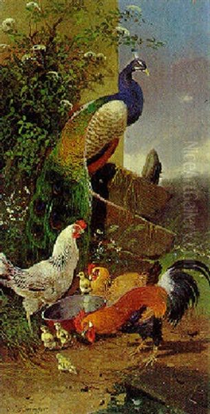 Federvieh Oil Painting by Max Josef Haenger Sr.