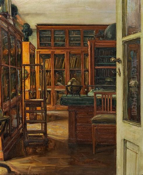 Landkartenzimmer In Der Albertina Oil Painting by Alois Hanisch