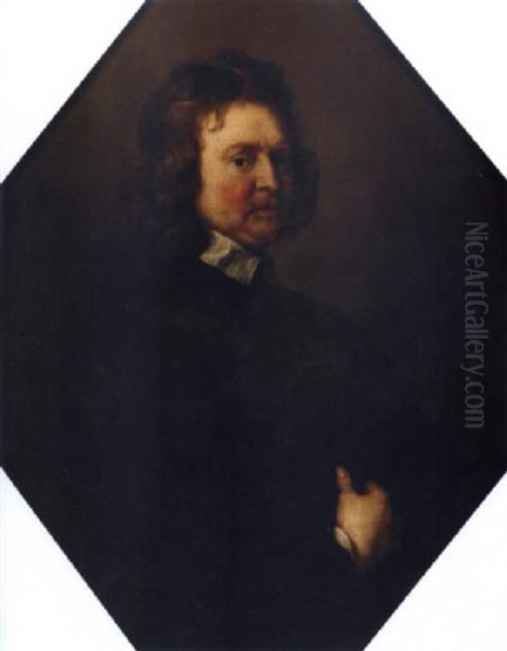 Portrait Of Edward Hyde, 1st Earl Of Clarendon, In Black Costume With A White Lawn Collar Oil Painting by Adriaen Hanneman