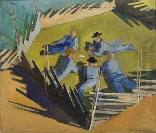 Card Players Oil Painting by Carl Von Hanno