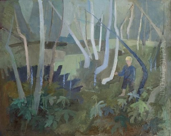 Gutt I Skog Med Tyrihjelm Oil Painting by Carl Von Hanno