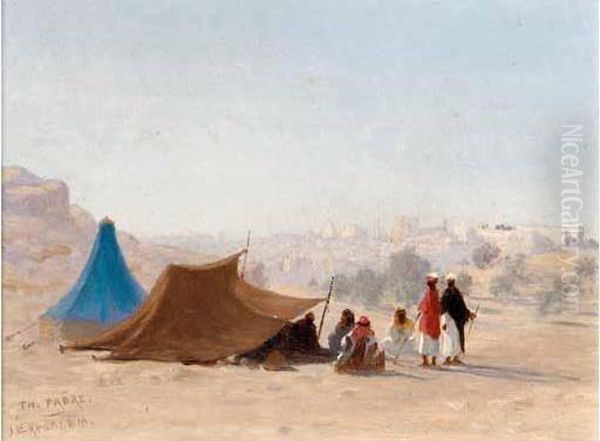 Encampment Outside The Walls Of Jerusalem Oil Painting by Theodore Charles Balke