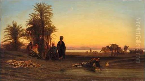 Evening Rest By The Nile Oil Painting by Theodore Charles Balke