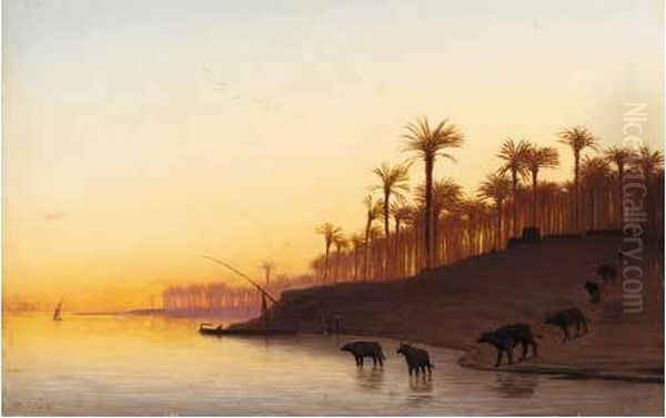 Evening On The Nile Oil Painting by Theodore Charles Balke