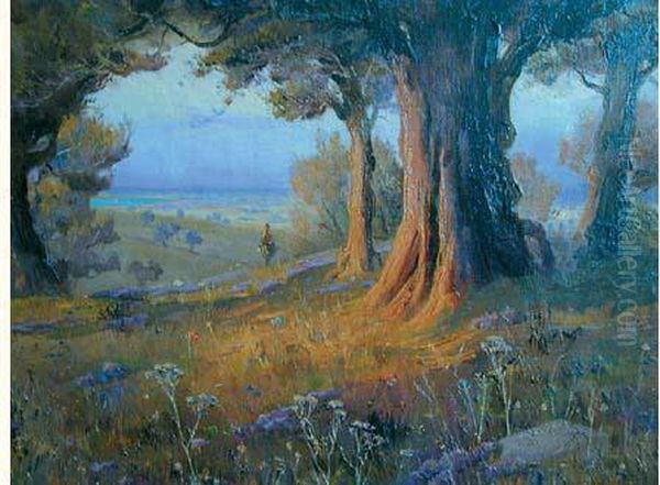  Promeneur Dans Un Paysage Champetre  Oil Painting by Theodore Charles Balke