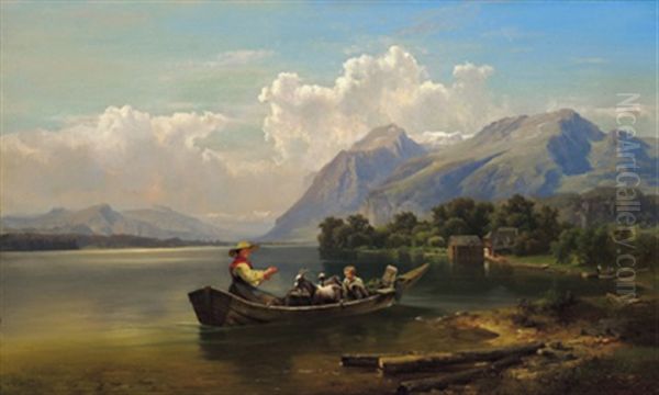 Uberfahrt Am Millstattersee Oil Painting by Anton Hansch