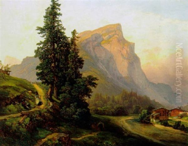 Hochalm In Tirol Oil Painting by Anton Hansch